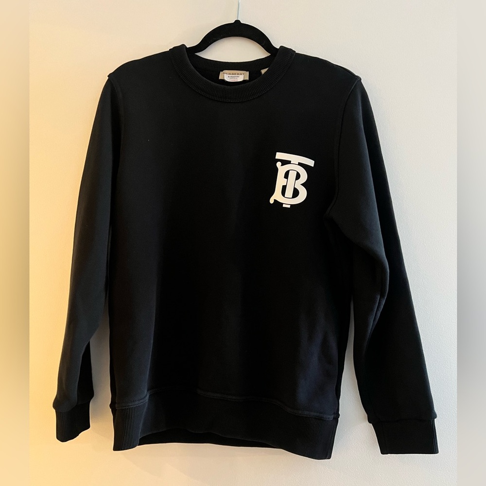 Burberry TB Logo Black Crewneck Sweatshirt